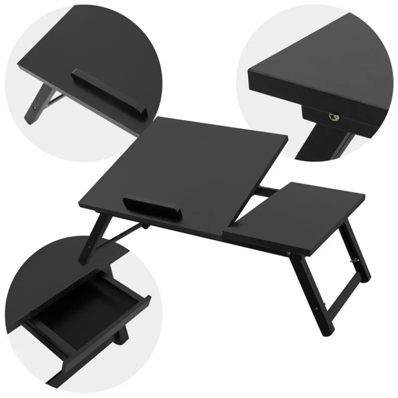 Laptoptisch klappbar Schwarz aus Holz ML-Design-ECD Germany Clearance