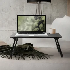 Laptoptisch mit USB-Ports klappbar 60x40 cm Schwarz aus MDF inkl. USB Lampe und Ventilator ML-Design-ECD Germany Best