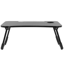 Laptoptisch mit USB-Ports klappbar 60x40 cm Schwarz aus MDF inkl. USB Lampe und Ventilator ML-Design-ECD Germany Best