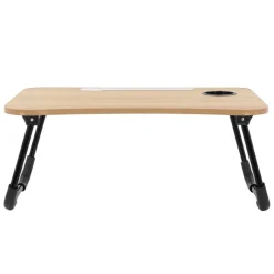 Laptoptisch mit USB-Ports klappbar 60x40 cm Holzoptik aus MDF inkl. USB Lampe und Ventilator ML-Design-ECD Germany