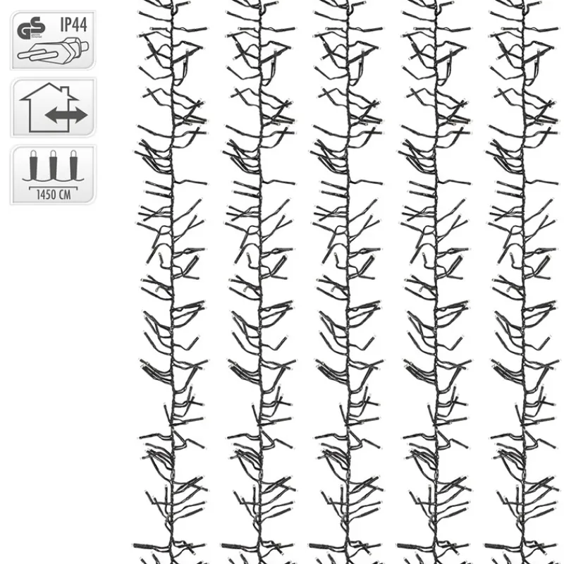 LED Büschel Lichterkette 14,5 m mit 2016 LEDs Warmweiß IP44-ECD Germany Clearance