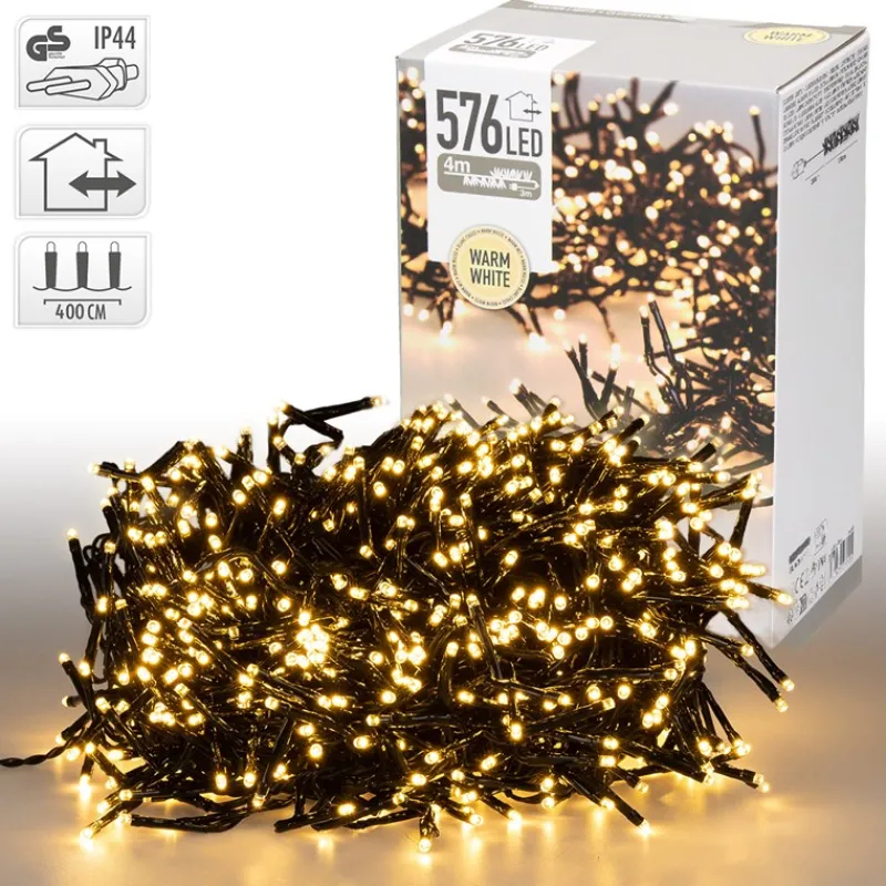 LED Büschel Lichterkette 4,2 m mit 576 LEDs Warmweiß IP44-ECD Germany Discount