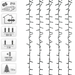 LED Cluster Lichterkette 8 m mit 400 LEDs Kaltweiß IP44-ECD Germany Sale