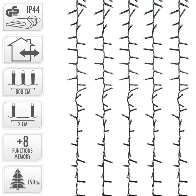 LED Cluster Lichterkette 8 m mit 400 LEDs Kaltweiß IP44-ECD Germany Sale