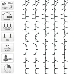 LED Clusterlichterkette bunt 36m mit 1800 Multi Color LEDs 8 Leuchtmodi mit Timerfunktion Spritzwassergeschützt-ECD Germany Hot