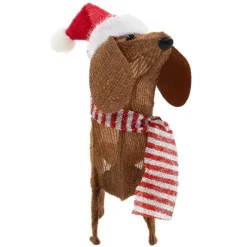 LED Dackel mit Mütze und Schal, 60x43 cm, batteriebetrieben, LED Weihnachtsdekoration, IP44 für Innen und Außen-ECD Germany Sale