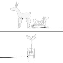 LED Deko Rentier mit Schlitten, warmweiß, 504 LEDs, aus PVC-ECD Germany Best