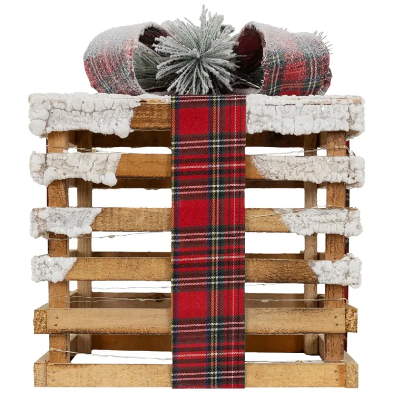 LED Geschenkbox Weihnachtsdeko 3er Set Braun aus Holz batteriebetrieben mit Timer-ECD Germany Outlet