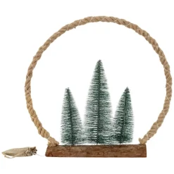 LED Jute Kreis 45x45x9,5 cm aus Seil mit 45 warmweißen LEDs 3 Tannen Jutesäckchen Batterien Timer-ECD Germany Clearance