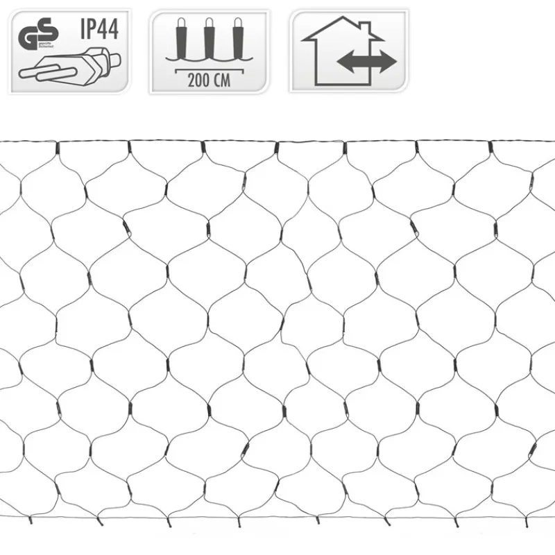 LED Lichternetz 100x200 cm mit 160 LEDs Warmweiß IP44-ECD Germany Online