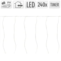 LED Lichtervorhang 6 m mit 240 LEDs Warmweiß IP44 Timer-ECD Germany Sale