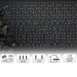 LED Lichtervorhang 2m Kaltweiß mit 240 LED aus PVC-ECD Germany New