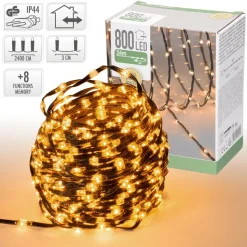 LED Micro Cluster Lichterkette 24 m mit 800 warmweißen LEDs und 8 Funktionen-ECD Germany Sale
