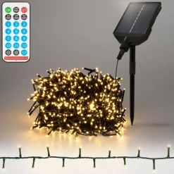LED Solar Cluster Lichterkette 11 m mit 560 warmweißen LEDs 13 Modi & Timer-ECD Germany Best