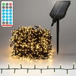 LED Solar Cluster Lichterkette 16 m mit 800 warmweißen LEDs 13 Modi & Timer-ECD Germany Clearance