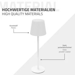 LED Tischlampe kabellos mit Touch, Weiß, Ø10x36 cm, Akku Tischleuchte USB-C ML-Design-ECD Germany New