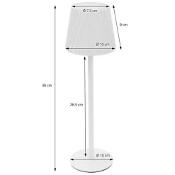 LED Tischlampe kabellos mit Touch, Weiß, Ø10x36 cm, Akku Tischleuchte USB-C ML-Design-ECD Germany New