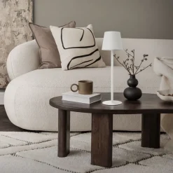 LED Tischlampe kabellos mit Touch, Weiß, Ø10x36 cm, Akku Tischleuchte USB-C ML-Design-ECD Germany New