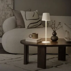 LED Tischlampe kabellos mit Touch, Weiß, Ø10x36 cm, Akku Tischleuchte USB-C ML-Design-ECD Germany New