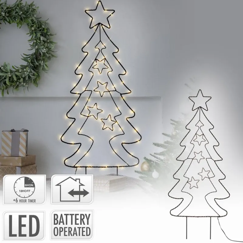 LED Weihnachtsbaum 87 cm mit 90 Warmweißen LEDs aus Metall-ECD Germany
