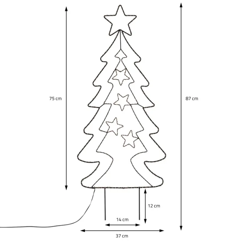 LED Weihnachtsbaum 87 cm mit 90 Warmweißen LEDs aus Metall-ECD Germany