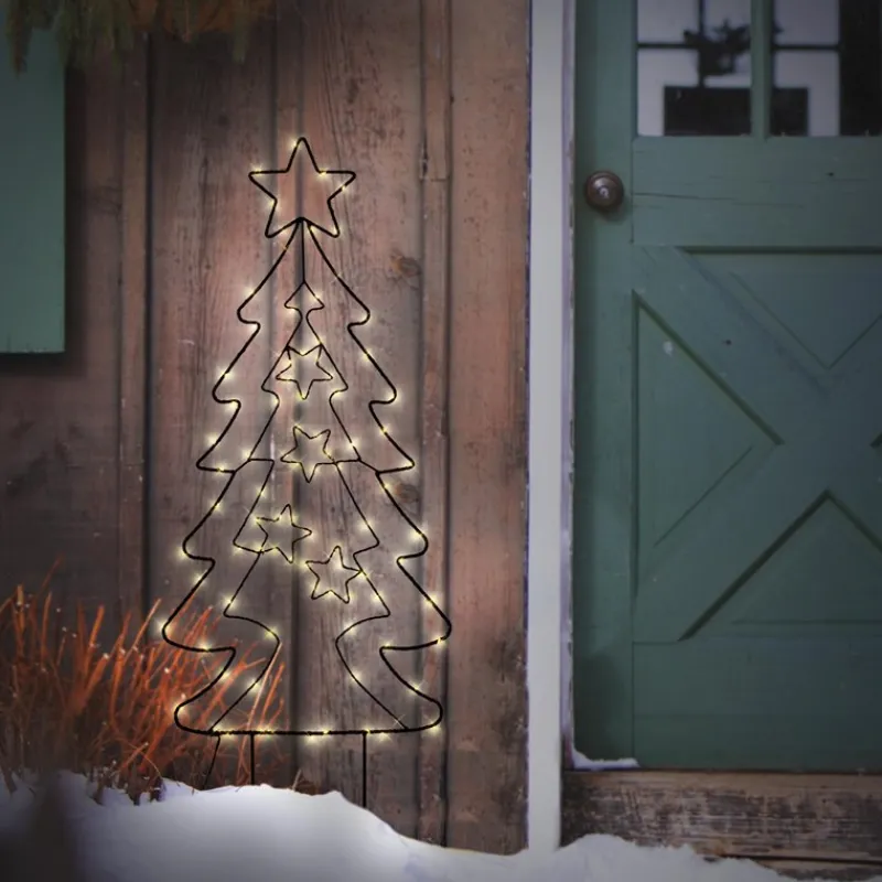 LED Weihnachtsbaum 87 cm mit 90 Warmweißen LEDs aus Metall-ECD Germany