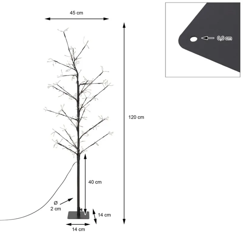 LED Weihnachtsdeko Baum 120 cm mit 240 Warmweißen LEDs-ECD Germany Clearance