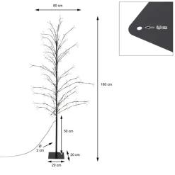 LED Weihnachtsdeko Baum 180 cm mit 480 warmweißen LEDs-ECD Germany Clearance