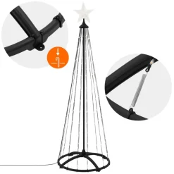 LED Weihnachtsdeko Baum Außen 150 cm mit 154 warmweißen LEDs-ECD Germany Discount