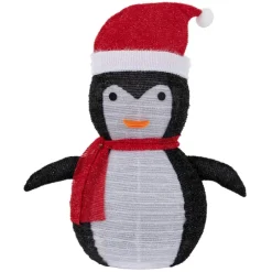 LED Weihnachtspinguin 68cm hoch mit Mütze und Schal Gartenfigur Weihnachtsdeko mit 30 warmweißen LEDs-ECD Germany New