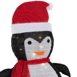 LED Weihnachtspinguin 68cm hoch mit Mütze und Schal Gartenfigur Weihnachtsdeko mit 30 warmweißen LEDs-ECD Germany New