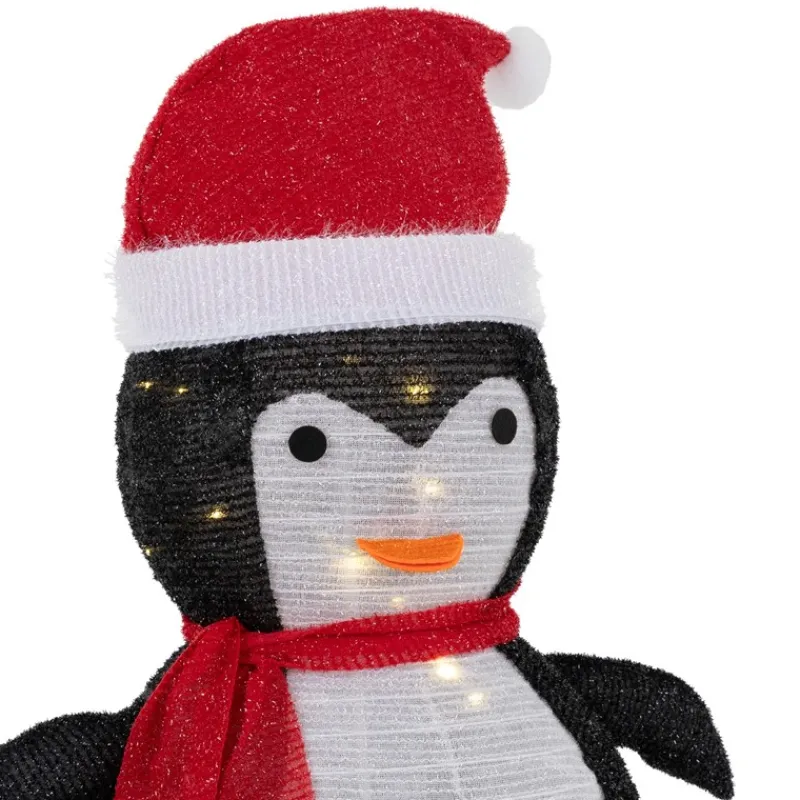 LED Weihnachtspinguin 68cm hoch mit Mütze und Schal Gartenfigur Weihnachtsdeko mit 30 warmweißen LEDs-ECD Germany New