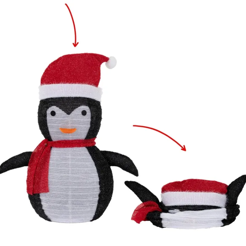 LED Weihnachtspinguin 68cm hoch mit Mütze und Schal Gartenfigur Weihnachtsdeko mit 30 warmweißen LEDs-ECD Germany New