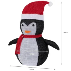 LED Weihnachtspinguin 68cm hoch mit Mütze und Schal Gartenfigur Weihnachtsdeko mit 30 warmweißen LEDs-ECD Germany New