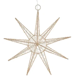 LED Weihnachtsstern 30 cm Gold aus Metall mit warmweißen LEDs-ECD Germany Sale