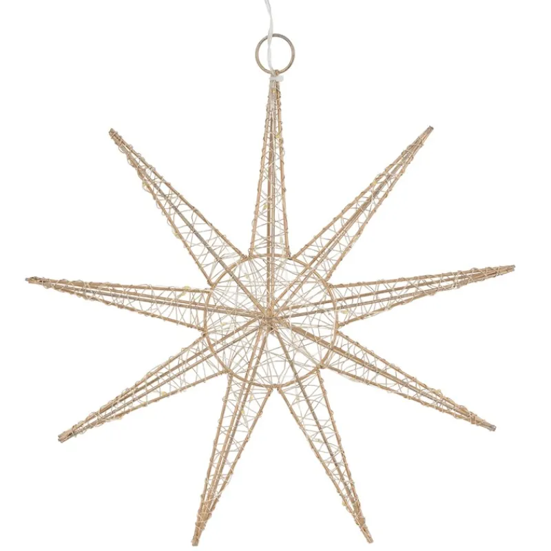 LED Weihnachtsstern 30 cm Gold aus Metall mit warmweißen LEDs-ECD Germany Sale