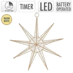 LED Weihnachtsstern 30 cm Gold aus Metall mit warmweißen LEDs-ECD Germany Sale