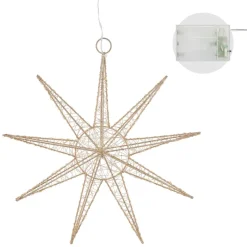 LED Weihnachtsstern 30 cm Gold aus Metall mit warmweißen LEDs-ECD Germany Sale