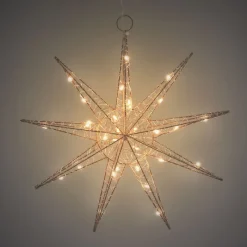 LED Weihnachtsstern 30 cm Gold aus Metall mit warmweißen LEDs-ECD Germany Sale
