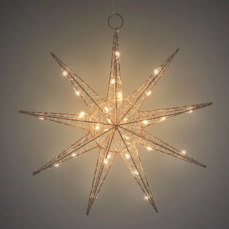 LED Weihnachtsstern 30 cm Gold aus Metall mit warmweißen LEDs-ECD Germany Sale