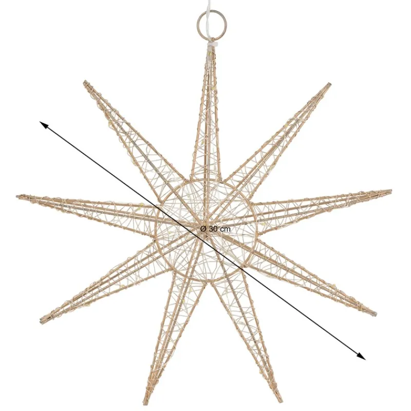 LED Weihnachtsstern 30 cm Gold aus Metall mit warmweißen LEDs-ECD Germany Sale