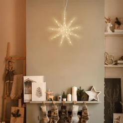 LED Weihnachtsstern 30 cm Gold aus Metall mit warmweißen LEDs-ECD Germany Sale
