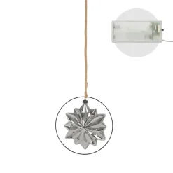LED Weihnachtsstern Ø18 cm Grau aus Metall mit warmweißen LEDs-ECD Germany Best