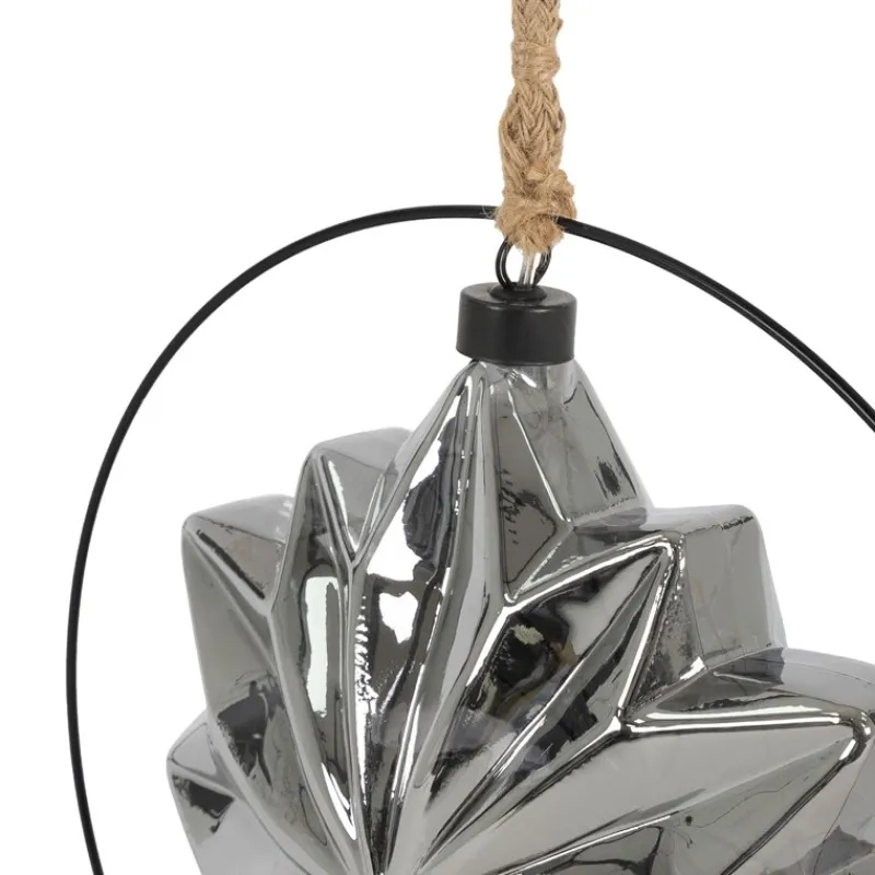 LED Weihnachtsstern Ø18 cm Grau aus Metall mit warmweißen LEDs-ECD Germany Best