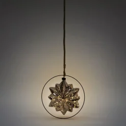 LED Weihnachtsstern Ø18 cm Grau aus Metall mit warmweißen LEDs-ECD Germany Best