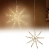 LED Weihnachtsstern 30 cm Gold aus Metall mit warmweißen LEDs-ECD Germany Best