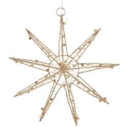 LED Weihnachtsstern 30 cm Gold aus Metall mit warmweißen LEDs-ECD Germany Best