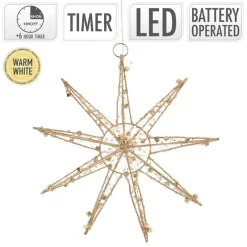 LED Weihnachtsstern 30 cm Gold aus Metall mit warmweißen LEDs-ECD Germany Best