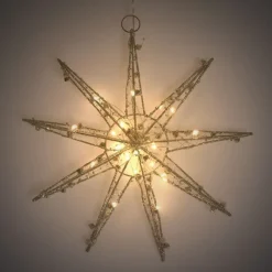 LED Weihnachtsstern 30 cm Gold aus Metall mit warmweißen LEDs-ECD Germany Best