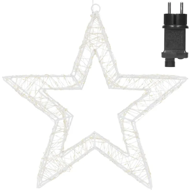 LED Weihnachtsstern 38 cm mit 960 warmweißen LEDs und Timer aus Metall für Innen und Außen IP44 Spritzwassergeschützt-ECD Germany